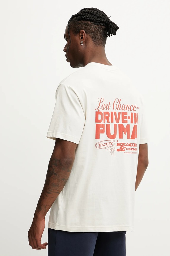 Puma t-shirt bawełniany nadruk beżowy 629633