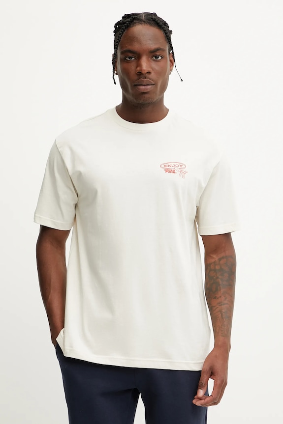 Puma t-shirt bawełniany 629633 beżowy SS25