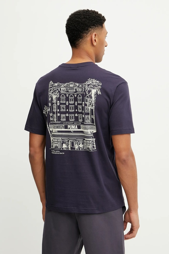 Puma t-shirt in cotone sovrastampa blu navy 629636