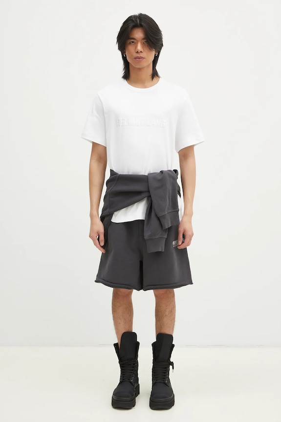 Bavlnené tričko Helmut Lang Logo Ov Tee.Hvy Ever O04HM599 biela
