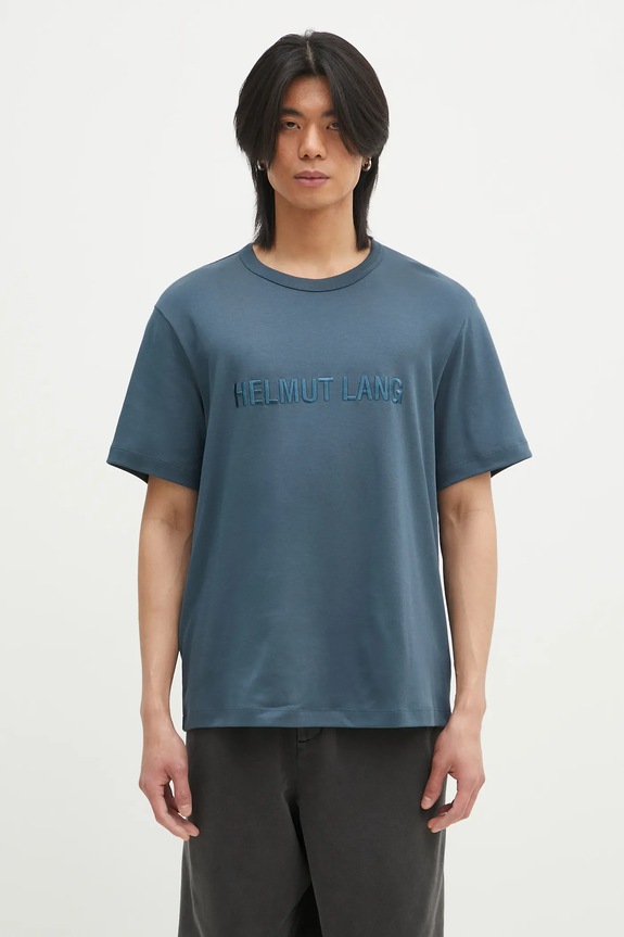 Helmut Lang t-shirt bawełniany Logo Ov Tee.Hvy Ever aplikacja turkusowy O04HM599