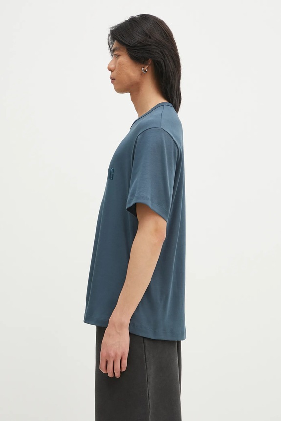 Helmut Lang t-shirt bawełniany Logo Ov Tee.Hvy Ever O04HM599 turkusowy SS25