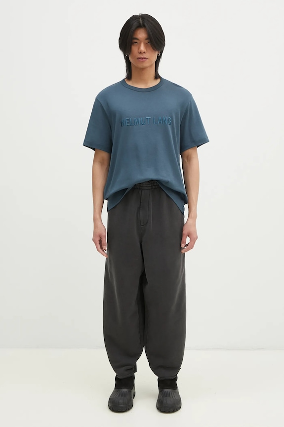 Helmut Lang cotton t-shirt Logo Ov Tee.Hvy Ever O04HM599 turquoise