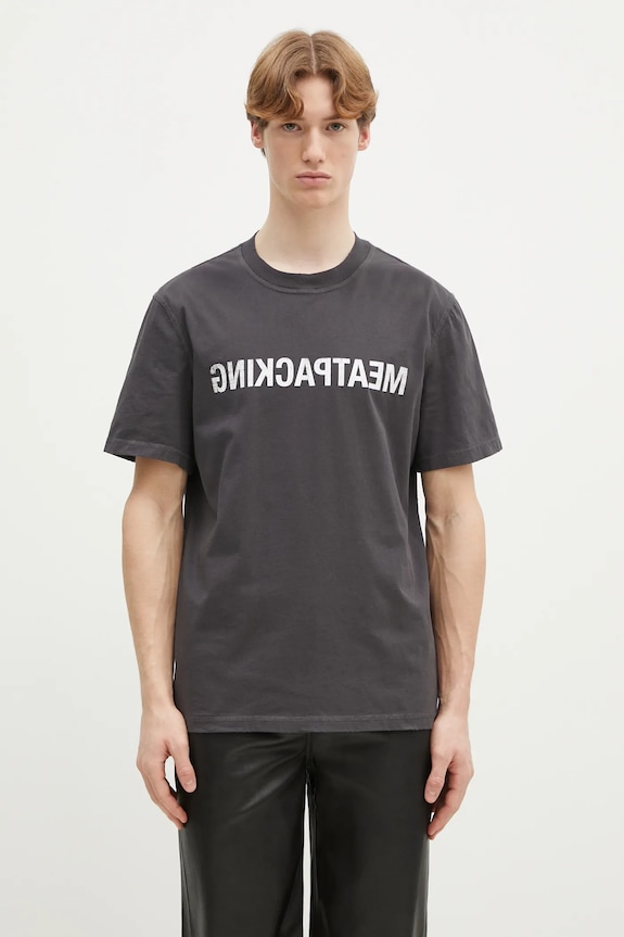 Helmut Lang t-shirt bawełniany Meatpacking T.Mal Lt nadruk szary O10HM514