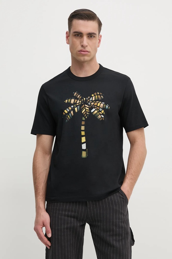 Bavlnené tričko PS Paul Smith potlač čierna M2R.220X.PP5073