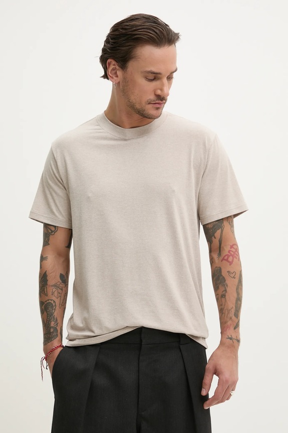 Hollister Co. t-shirt z elastanem beżowy KI324.5089.172