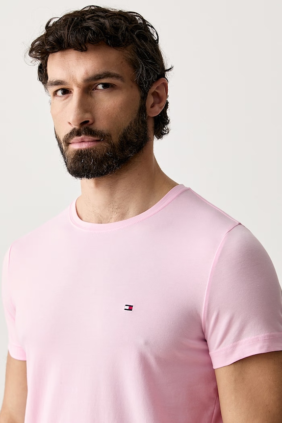 Tommy Hilfiger maglietta basic da uomo in cotone con elastan rosa MW0MW10800.