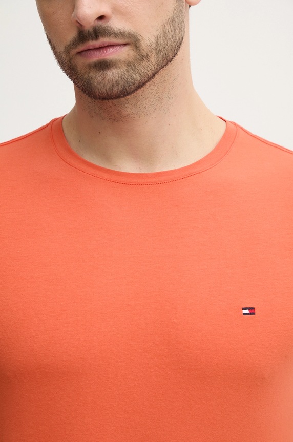 Tommy Hilfiger basic tričko pánske bavlnené s elastanom MW0MW10800. oranžová