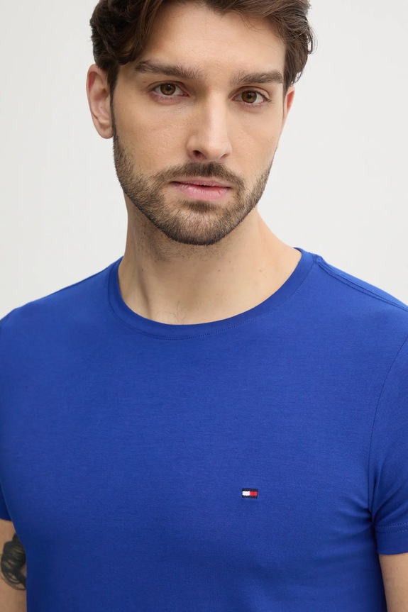 Tommy Hilfiger basic tričko pánske bavlnené s elastanom modrá MW0MW10800.