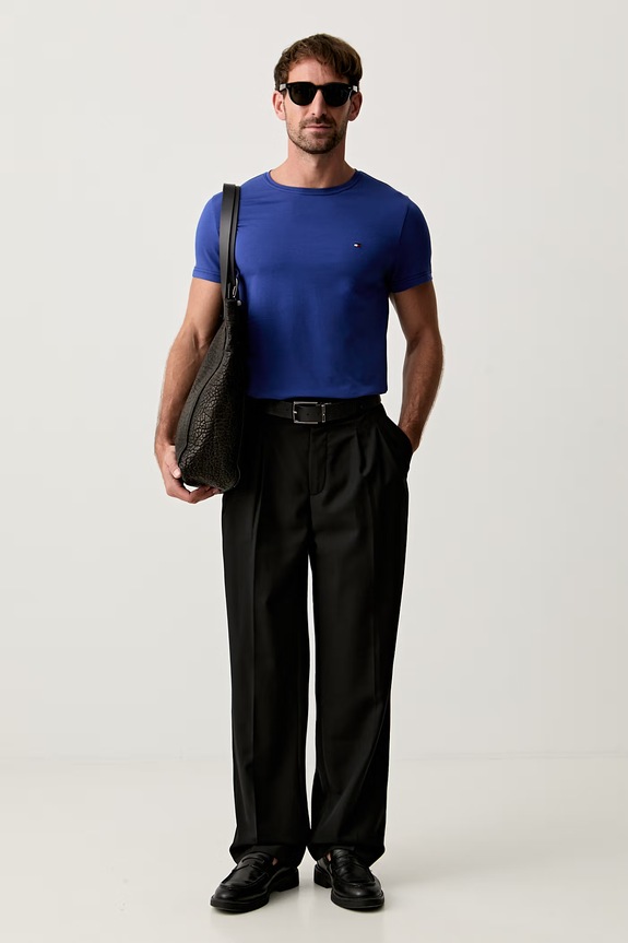 Tommy Hilfiger тениска basic мъжка от памук с еластан MW0MW10800. тъмносин SS26