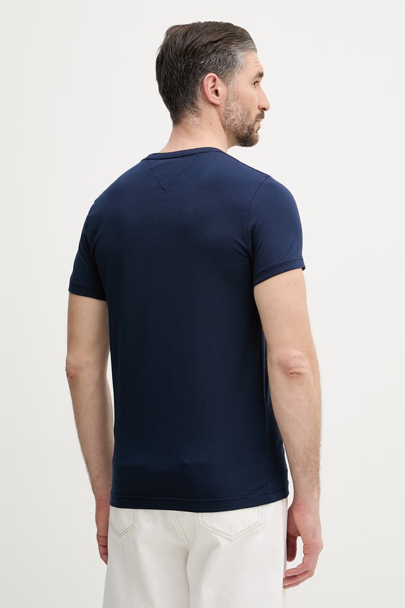 Oblečenie Tommy Hilfiger basic tričko pánske bavlnené s elastanom MW0MW10800. tmavomodrá