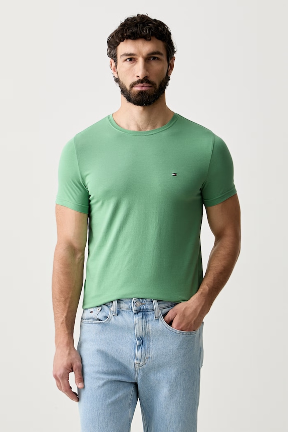 Tommy Hilfiger maglietta basic da uomo in cotone con elastan verde MW0MW10800.