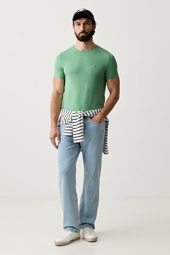 Tommy Hilfiger maglietta basic da uomo in cotone con elastan MW0MW10800. verde SS26