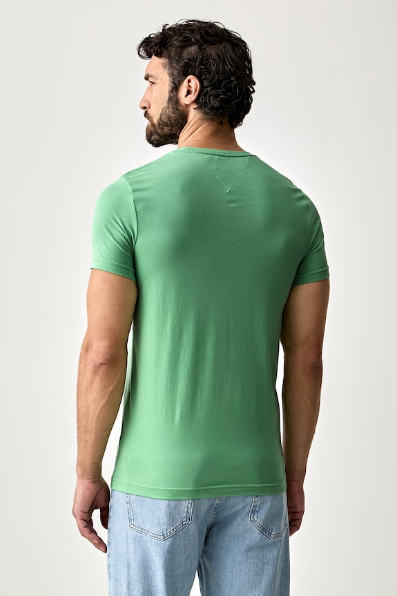 Abbigliamento Tommy Hilfiger maglietta basic da uomo in cotone con elastan MW0MW10800. verde