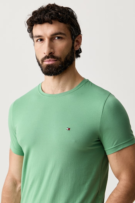 Tommy Hilfiger maglietta basic da uomo in cotone con elastan verde MW0MW10800.
