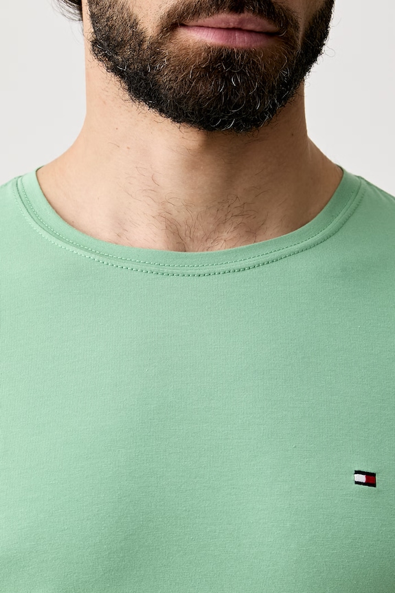 Tommy Hilfiger T-shirt basic męski bawełniany z elastanem MW0MW10800. zielony
