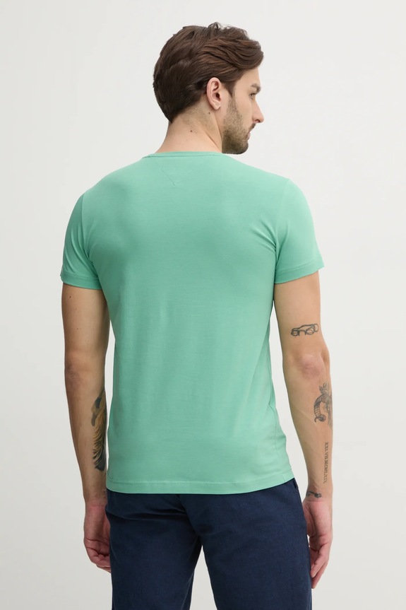 Oblečenie Tommy Hilfiger basic tričko pánske bavlnené s elastanom MW0MW10800. zelená