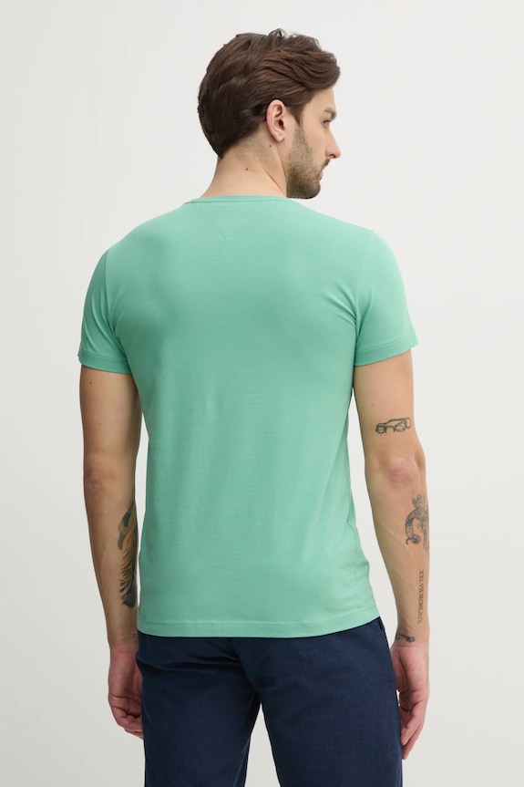 Oblečenie Tommy Hilfiger basic tričko pánske bavlnené s elastanom MW0MW10800. zelená