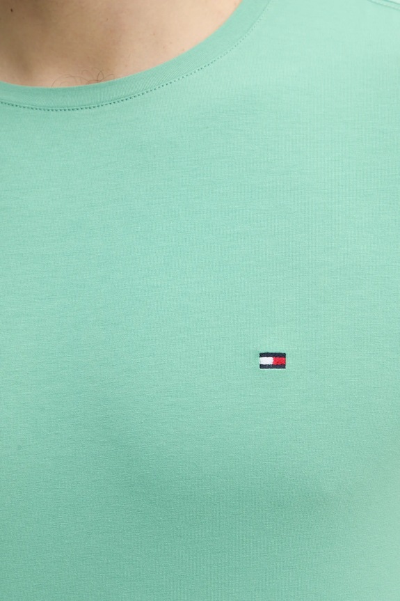 Tommy Hilfiger basic tričko pánske bavlnené s elastanom MW0MW10800. zelená