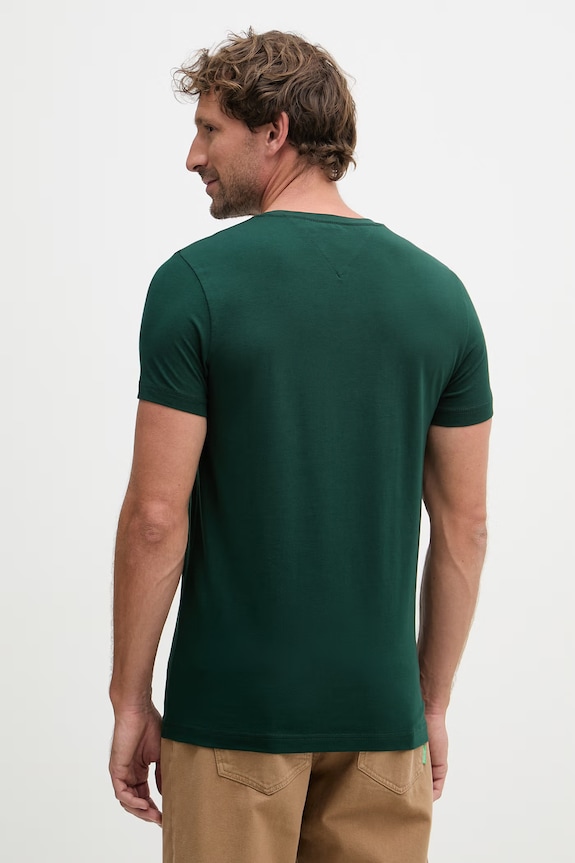 Oblečenie Tommy Hilfiger basic tričko pánske bavlnené s elastanom MW0MW10800. zelená