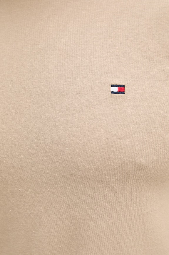Tommy Hilfiger basic tričko pánske bavlnené s elastanom MW0MW10800. béžová