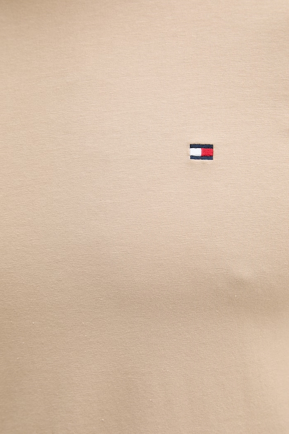 Tommy Hilfiger basic tričko pánske bavlnené s elastanom MW0MW10800. béžová