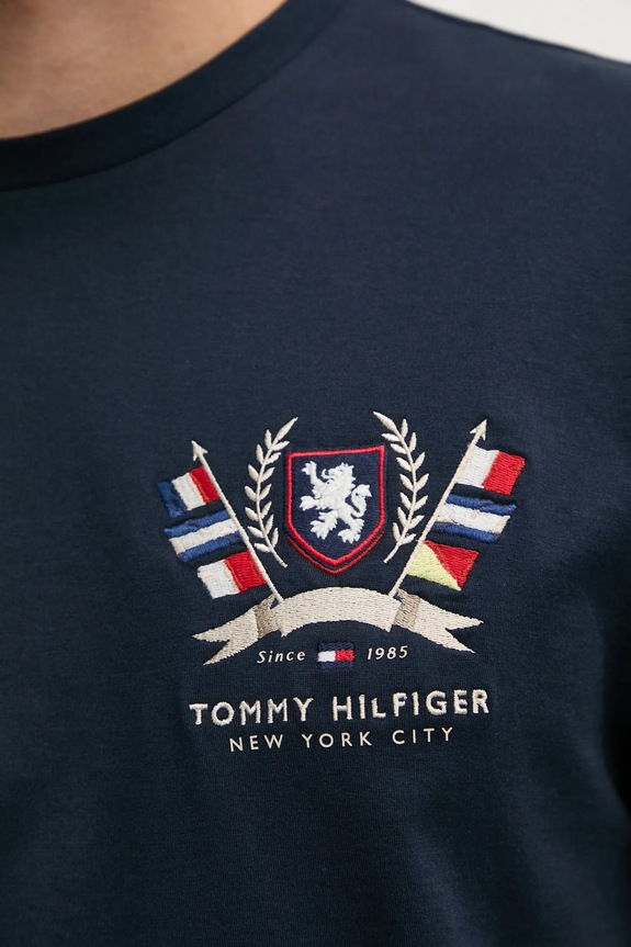 Βαμβακερό μπλουζάκι Tommy Hilfiger MW0MW38612 σκούρο μπλε