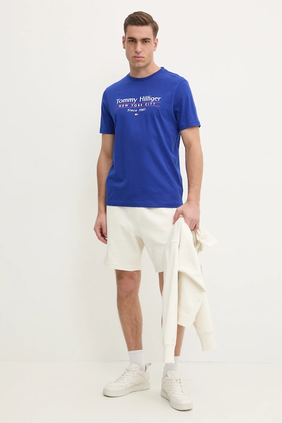 Pamučna majica Tommy Hilfiger MW0MW38621 plava SS25