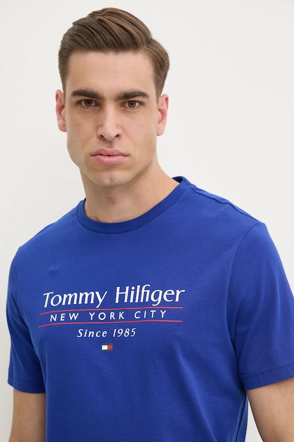 Pamučna majica Tommy Hilfiger plava MW0MW38621