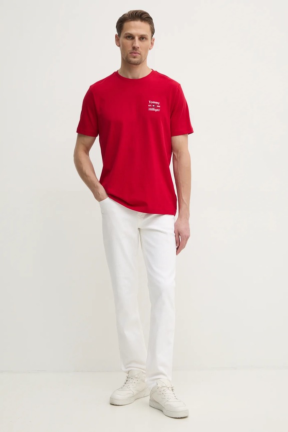 Tommy Hilfiger t-shirt bawełniany MW0MW38622 czerwony SS25