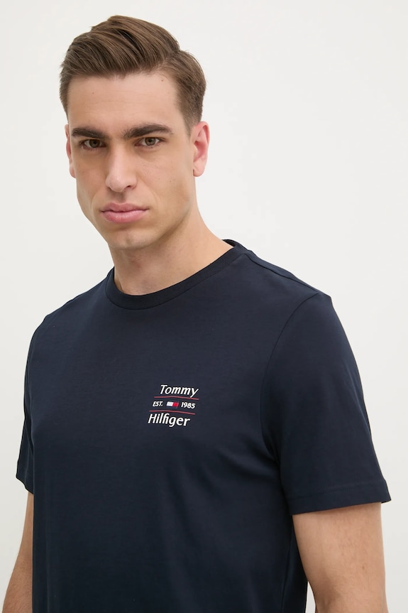 Tommy Hilfiger t-shirt bawełniany granatowy MW0MW38622