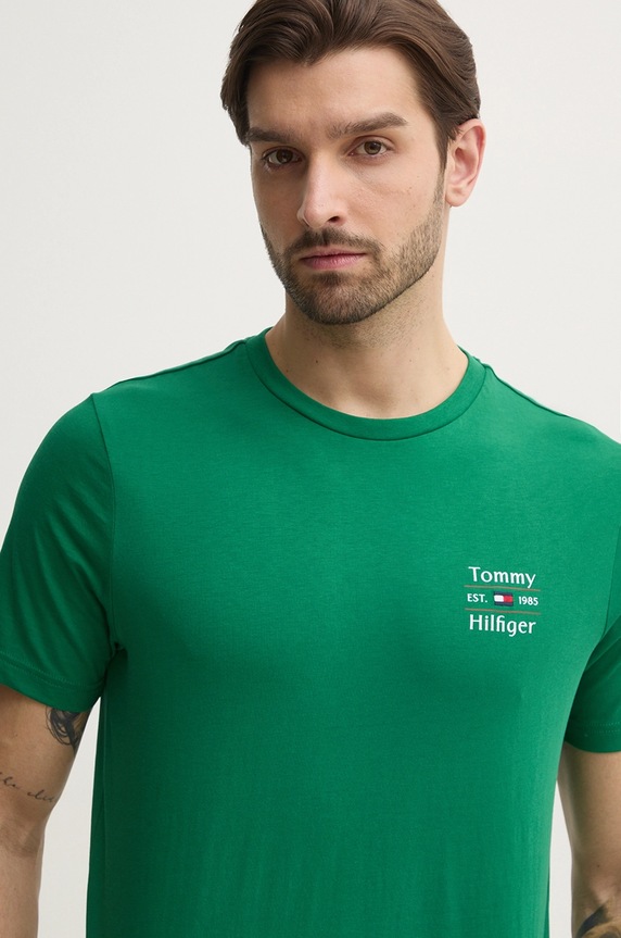 Bavlnené tričko Tommy Hilfiger zelená MW0MW38622