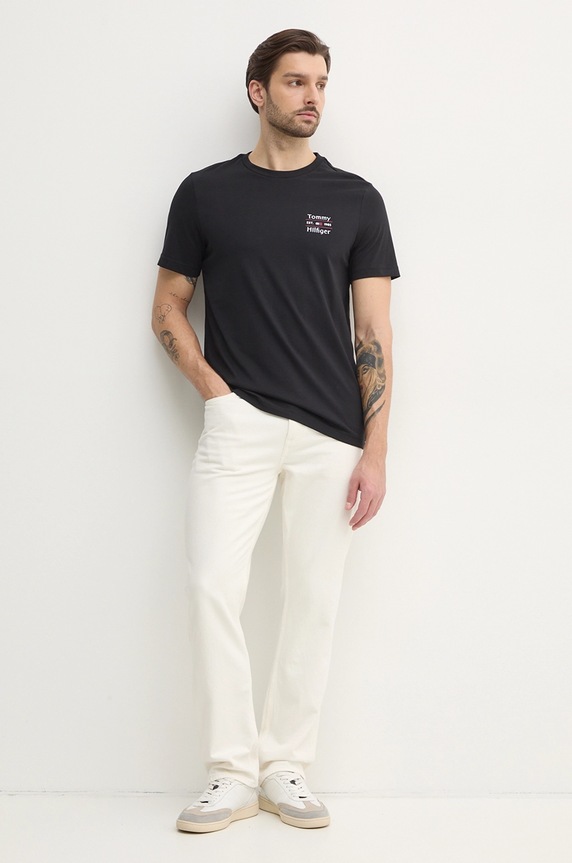 Pamučna majica Tommy Hilfiger MW0MW38622 crna SS25