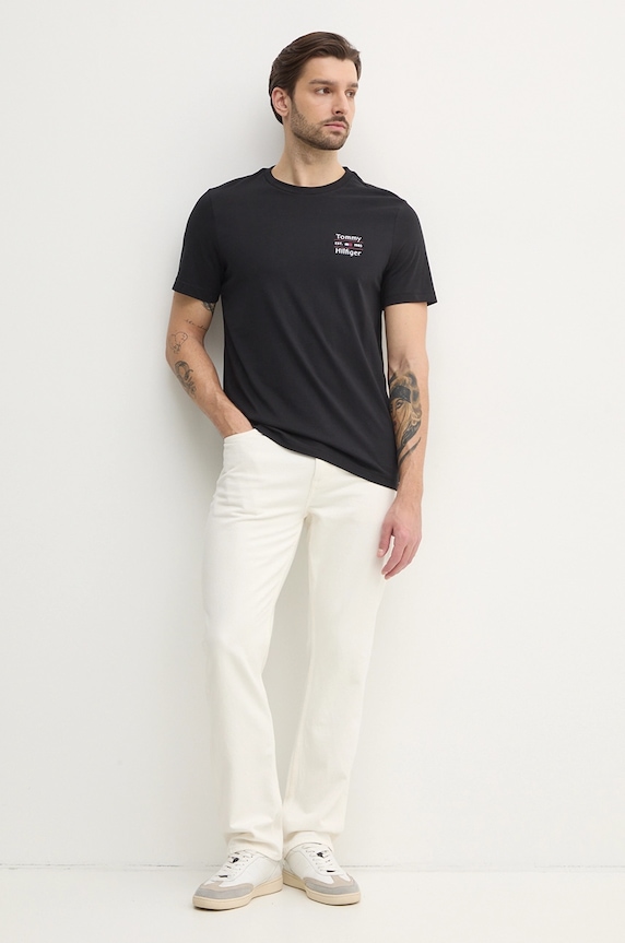 Pamučna majica Tommy Hilfiger MW0MW38622 crna SS25