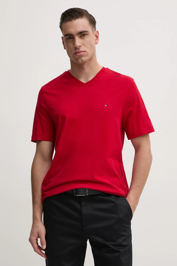 Tommy Hilfiger tričko pánske bavlnené červená MW0MW39249