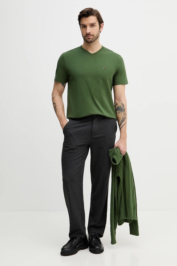 Tommy Hilfiger tričko pánske bavlnené MW0MW39249 zelená SS26