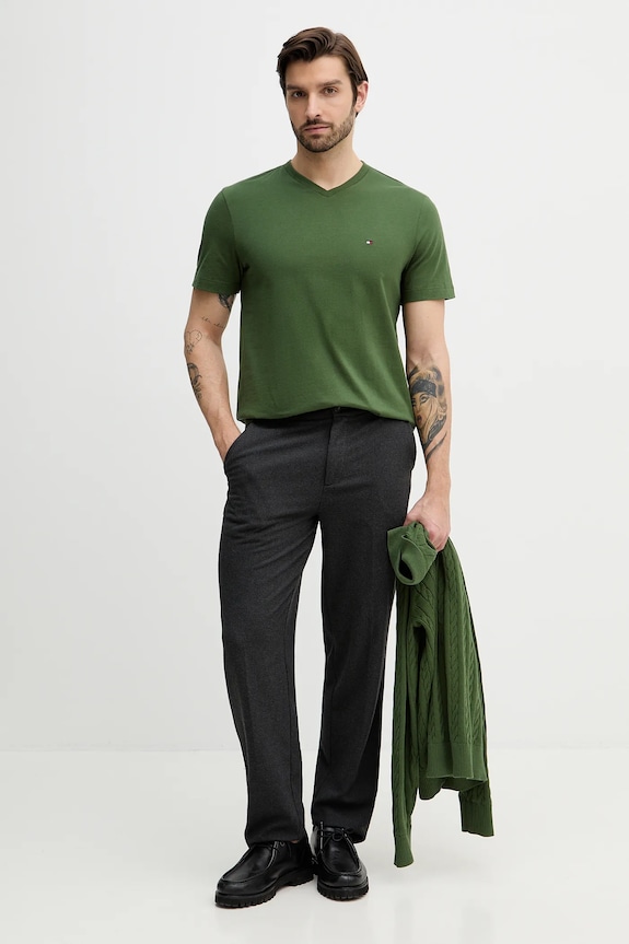Tommy Hilfiger tričko pánske bavlnené MW0MW39249 zelená SS26
