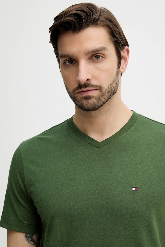Tommy Hilfiger tričko pánske bavlnené zelená MW0MW39249