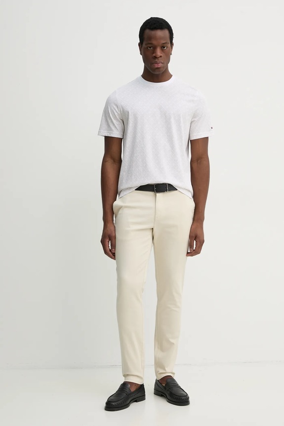 Βαμβακερό μπλουζάκι Tommy Hilfiger MW0MW39251 λευκό SS25