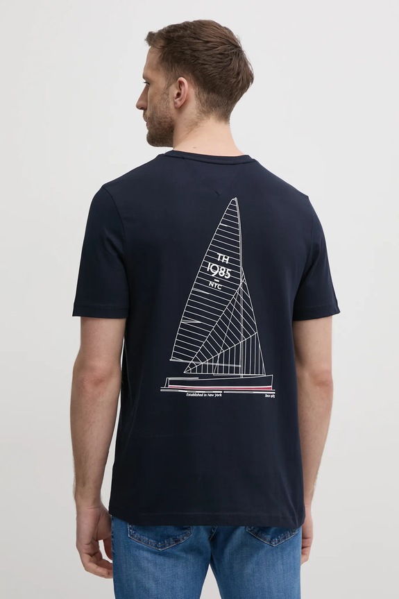 Tommy Hilfiger tricou din bumbac print bleumarin MW0MW38614