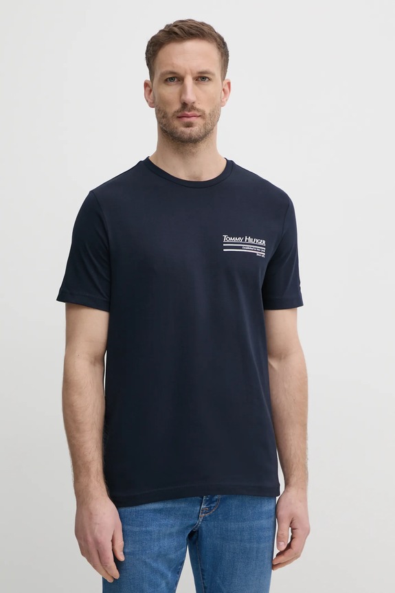 Îmbrăcăminte Tommy Hilfiger tricou din bumbac MW0MW38614 bleumarin
