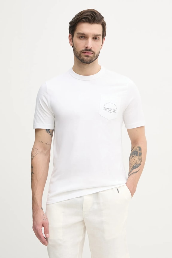 Βαμβακερό μπλουζάκι Tommy Hilfiger βαμβάκι λευκό MW0MW38623