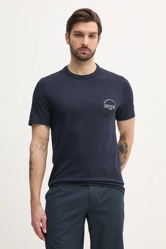 Pamučna majica Tommy Hilfiger mornarsko plava MW0MW38623