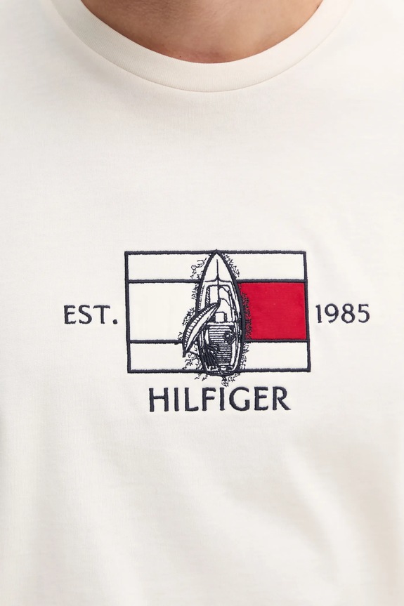 Βαμβακερό μπλουζάκι Tommy Hilfiger MW0MW38628 μπεζ