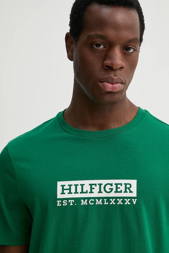 Tommy Hilfiger tricou din bumbac verde MW0MW39149