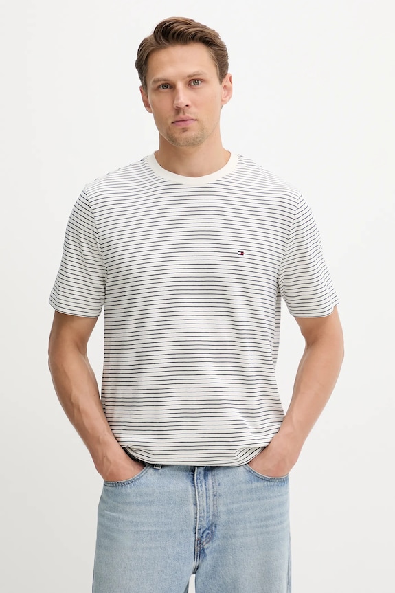 Tommy Hilfiger kratka majica moška bombažna Brez vzorca bež MW0MW39995
