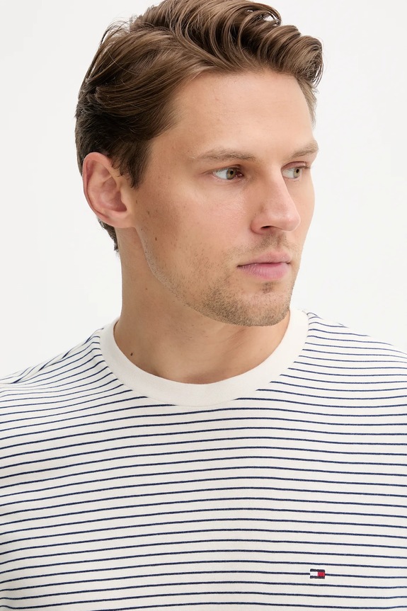 Oblačila Tommy Hilfiger kratka majica moška bombažna MW0MW39995 bež