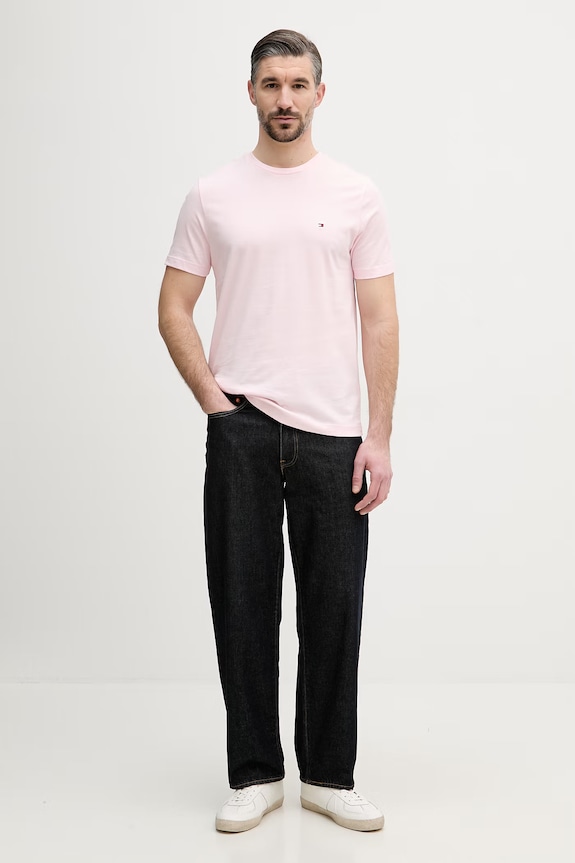 Tommy Hilfiger T-shirt męski bawełniany MW0MW39995 różowy SS26