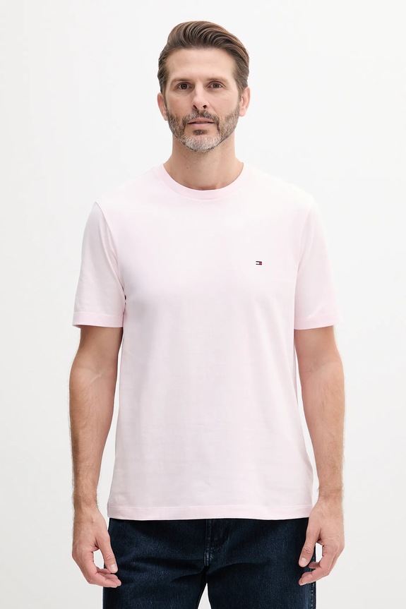 Tommy Hilfiger T-shirt męski bawełniany bawełna różowy MW0MW39995