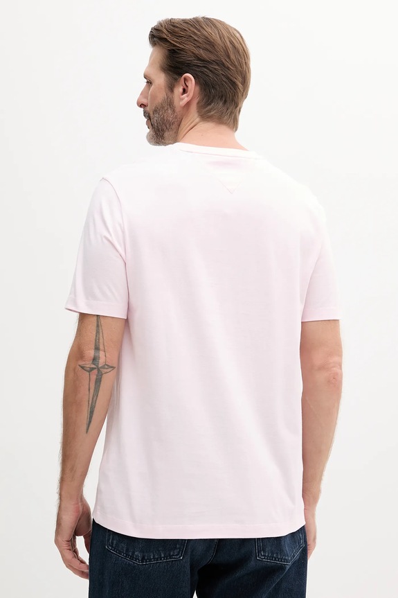 Tommy Hilfiger T-shirt męski bawełniany MW0MW39995 różowy SS26